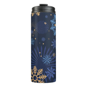 Bouteilles Isothermes Nuit d'hiver : Blue Snowflake Motif.