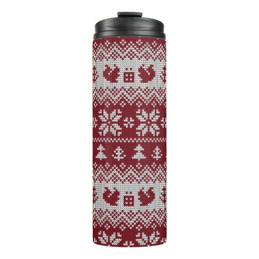 Bouteilles Isothermes Nuit, Noël, écureuils, motif vintage. (Devant)