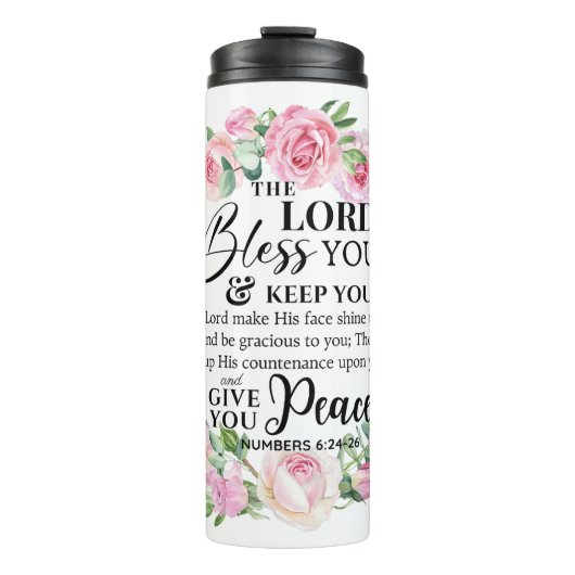 Bouteilles Isothermes Numéros 6:24-26 Le Seigneur vous bénisse Rose de l (Devant)