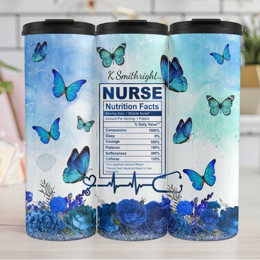 Bouteilles Isothermes Nurse Nutrition Facts Blue Butterfly
