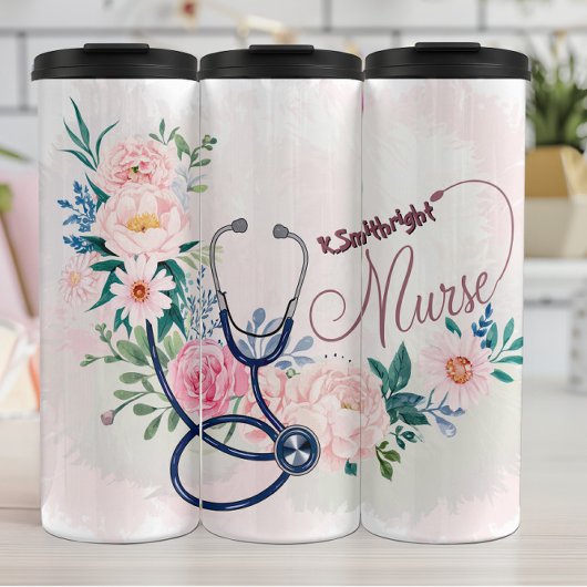Bouteilles Isothermes Nurse Stethoscope Floral Appreciation Design
