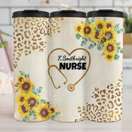 Bouteilles Isothermes Nurse Sunflower Leopard Print Heart