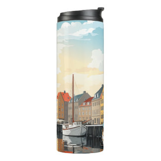Bouteilles Isothermes Nyhavn Port de Copenhague Danemark Aquarelle