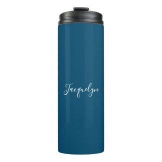 Bouteilles Isothermes Ocean Blue Plain Élégant Moderne Calligraphie Nom