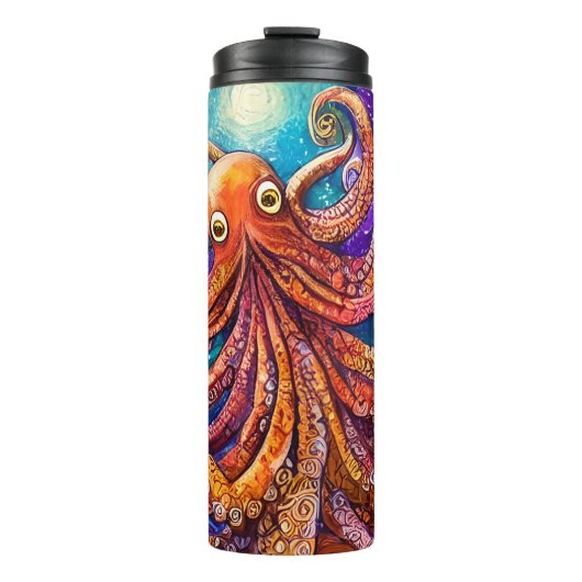 Bouteilles Isothermes Octopus couleur Whimsical avec nom personnalisé (Devant)