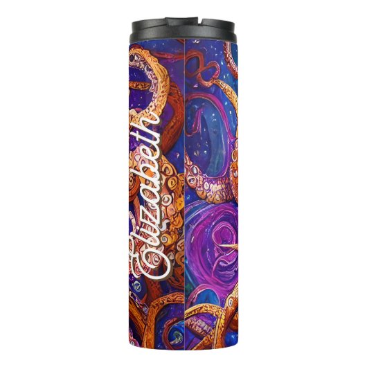 Bouteilles Isothermes Octopus couleur Whimsical avec nom personnalisé (Dos)