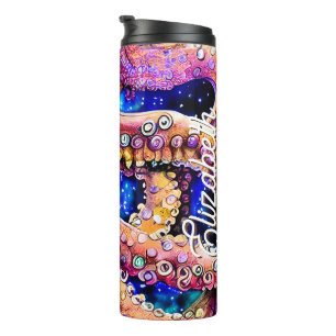 Bouteilles Isothermes Octopus d'aquarelle personnalisable avec nom