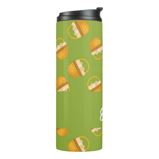 Bouteilles Isothermes Oeufs en corbeille marron sur vert (Tourné sur la gauche)