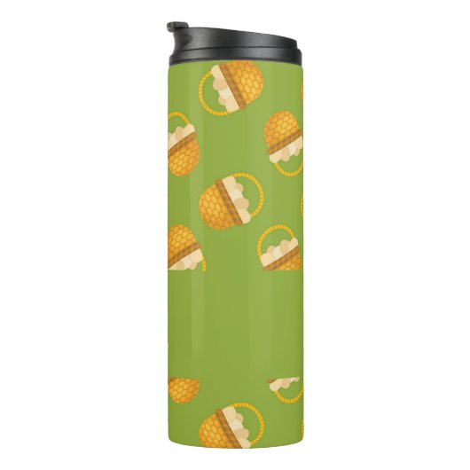 Bouteilles Isothermes Oeufs en corbeille marron sur vert (Tourné sur la droite)