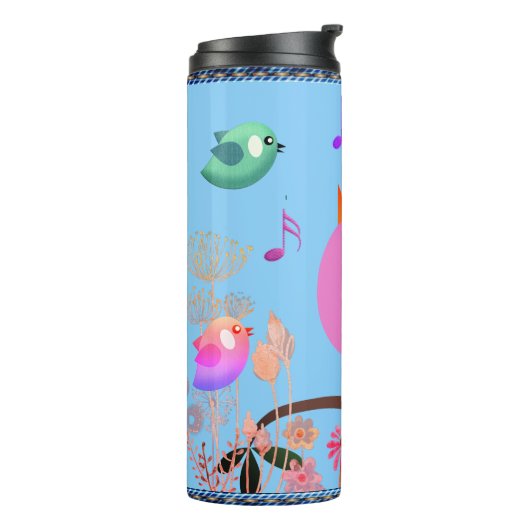 Bouteilles Isothermes Oiseaux chantant Amusant (avec initiales) (Tourné sur la gauche)