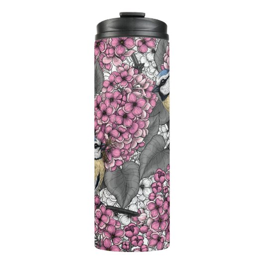 Bouteilles Isothermes Oiseaux dans le jardin lilas rose (Devant)
