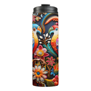 Bouteilles Isothermes Oiseaux et fleurs 3D colorés et exotiques uniques