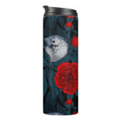 Bouteilles Isothermes Oiseaux et fleurs de pivoines rouges avec feuilles (Tourné sur la droite)