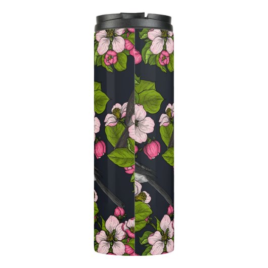 Bouteilles Isothermes Oiseaux et fleurs en noir (Dos)