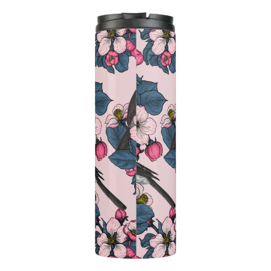 Bouteilles Isothermes Oiseaux et fleurs roses (Dos)