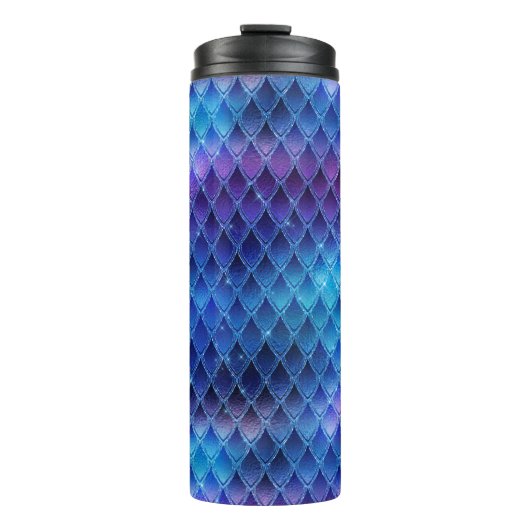 Bouteilles Isothermes Ombre bleu chatoyant et Parties scintillant Dragon (Devant)