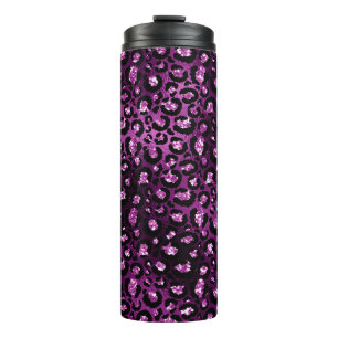Bouteilles Isothermes Ombre Violet et Taches de Léopard en Paillettes No