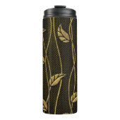 Bouteilles Isothermes Or et noir : Texture 3D Feuille. (Devant)