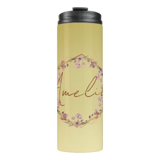 Bouteilles Isothermes Or moderne Typographie de luxe aquarelle florale g (Devant)