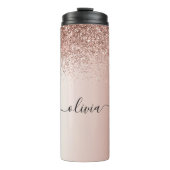 Bouteilles Isothermes Or Rose Gold - Monogramme Nom Paillettes Rose Blus (Devant)