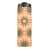 Bouteilles Isothermes Orange and Green Retro Flower Pattern Monogram (Devant)