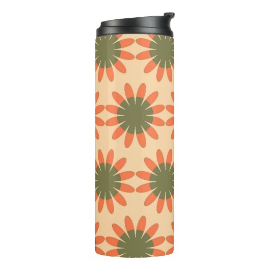 Bouteilles Isothermes Orange and Green Retro Flower Pattern Monogram (Tourné sur la gauche)