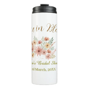 Bouteilles Isothermes Orange boho amour en fleurs nom de la baby shower 