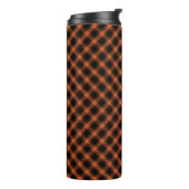 BOUTEILLES ISOTHERMES ORANGE D'AUTOMNE & MOTIFS PLAID DE DIAGONAL NOIR (Tourné sur la gauche)