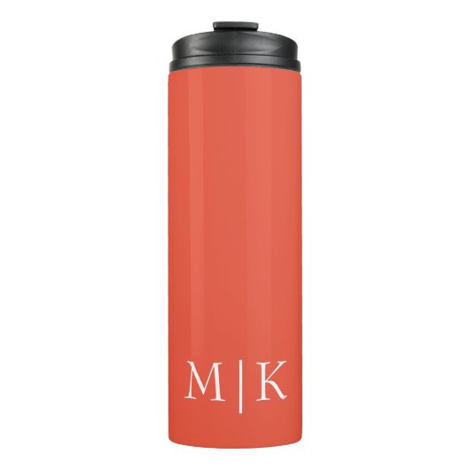 Bouteilles Isothermes Orange et blanc | Monogramme moderne (Devant)