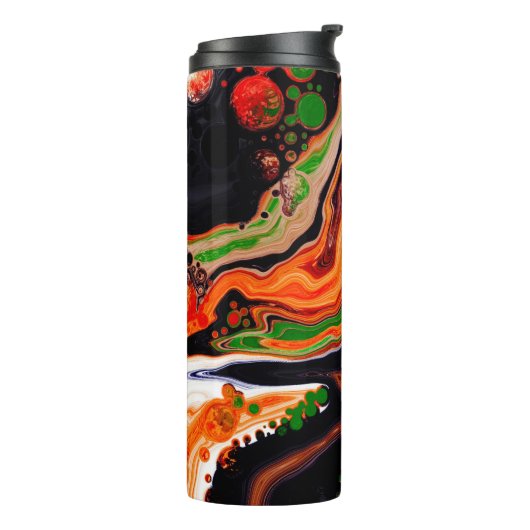 Bouteilles Isothermes Orange personnalisé, Bleu, Vert, Noir Fluide Art (Tourné sur la gauche)