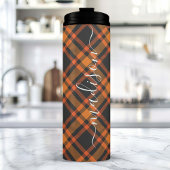 Bouteilles Isothermes Orange Plaid Automne Automne Signature Script Nom