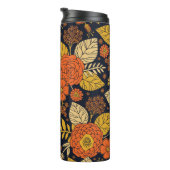 Bouteilles Isothermes Orange rétro, Jaune & Marine Floral (Tourné sur la droite)