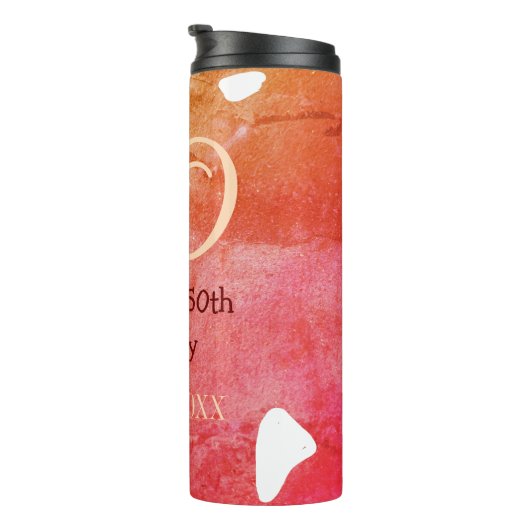 Bouteilles Isothermes Orange rouge 50 anniversaire ajouter nom date p (Tourné sur la droite)