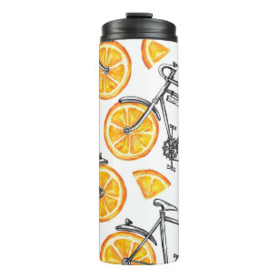 Bouteilles Isothermes Oranges de bicyclette : motif d'été à l'aquarelle