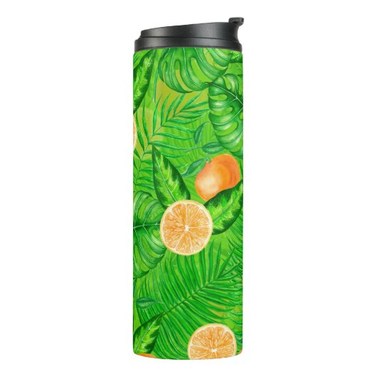 Bouteilles Isothermes Oranges et feuilles tropicaux (Tourné sur la gauche)