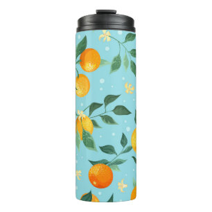 Bouteilles Isothermes Oranges, fleurs : textile sans couture motif.