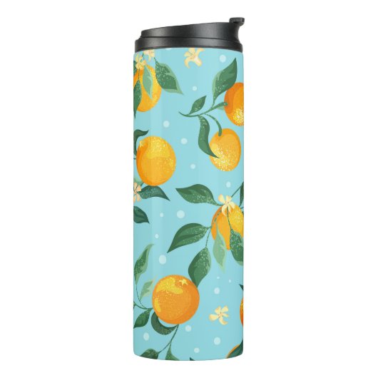 Bouteilles Isothermes Oranges, fleurs : textile sans couture motif. (Tourné sur la gauche)