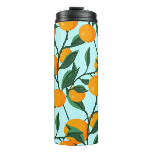 Bouteilles Isothermes oranges on leaf branches seamless pattern, citrus