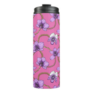 Bouteilles Isothermes Orchidées et chaînes, violet et rose