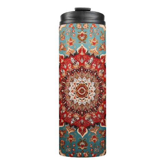 Bouteilles Isothermes Oriental Retro Motif Perse Rouge Crème Bleu (Devant)