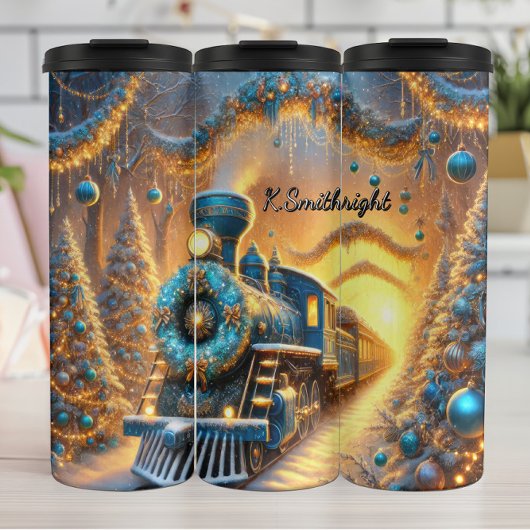 Bouteilles Isothermes Ornate Blue Festive Train Journey
