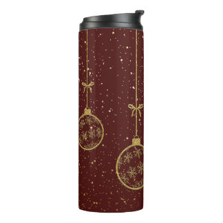 Bouteilles Isothermes Ornement Rouge Carmine et Or Mug Isotherme de Noël