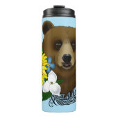 Bouteilles Isothermes Ours Brun Fleurs Bleues Plume Faune (Devant)