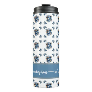 Bouteilles Isothermes Ours Cowboy Occidental - Ours Bleu avec Bandana Fl