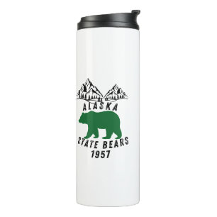 Bouteilles Isothermes Ours de l'État d'Alaska Design Noir Rétro 1957