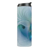 Bouteilles Isothermes Ovation debout, fractale bleue turquoise abstraite (Tourné sur la gauche)