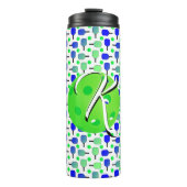 Bouteilles Isothermes Pagaies de Pickleball Bleues et Vertes Monogrammes (Devant)