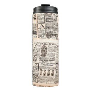 Bouteilles Isothermes Pages de journaux avec publicité antique. La femme