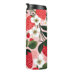 Bouteilles Isothermes Paillette de fraises et de fleurs d'été vibrante