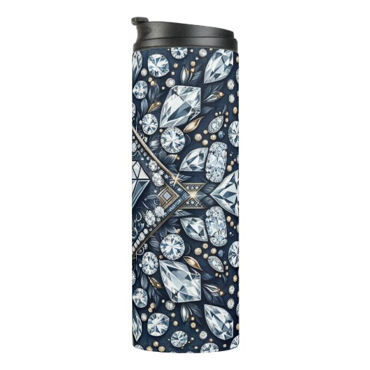 Bouteilles Isothermes Paillettes de glamour en denim et diamants (Tourné sur la droite)